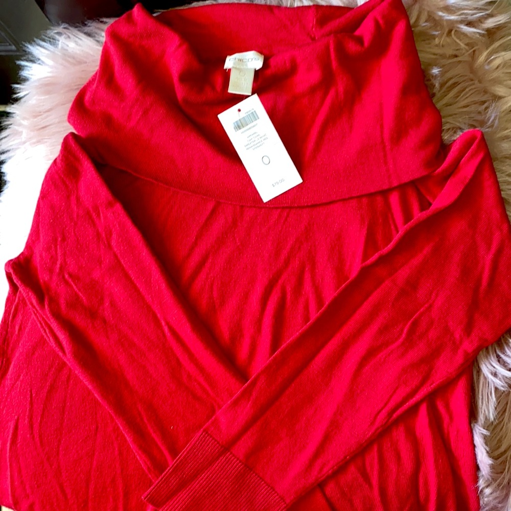 CHICOS RED TURTLENECK SWEATER